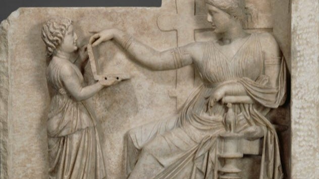 The Laptop Lady Around 100 BC, an upper-class Greek woman died. Her tomb included a beautiful relief scene that showed the deceased sitting in comfort with a child in...