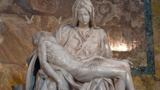 PIETÀ Michelangelo was just 25 years-old when he presented this life-sized sculpture of the Virgin Mary holdings Jesus Christ at St. Peter's Basilica in Rom...