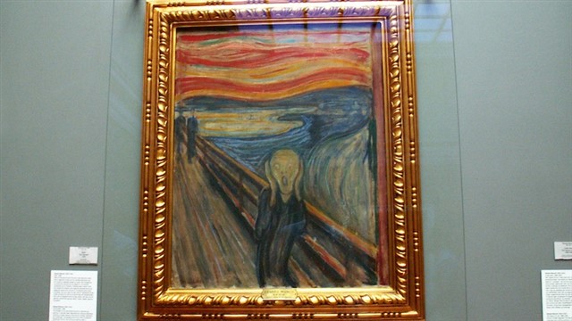 THE SCREAM This is part of a series of expressionist paintings by Edvard Munch. The background is a landscape in Norway, and depicts a screaming figure symbolizi...