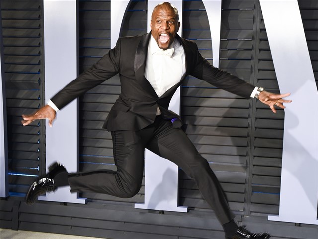 Terry Crews Terry Crews was so excited, he jumped in the air.