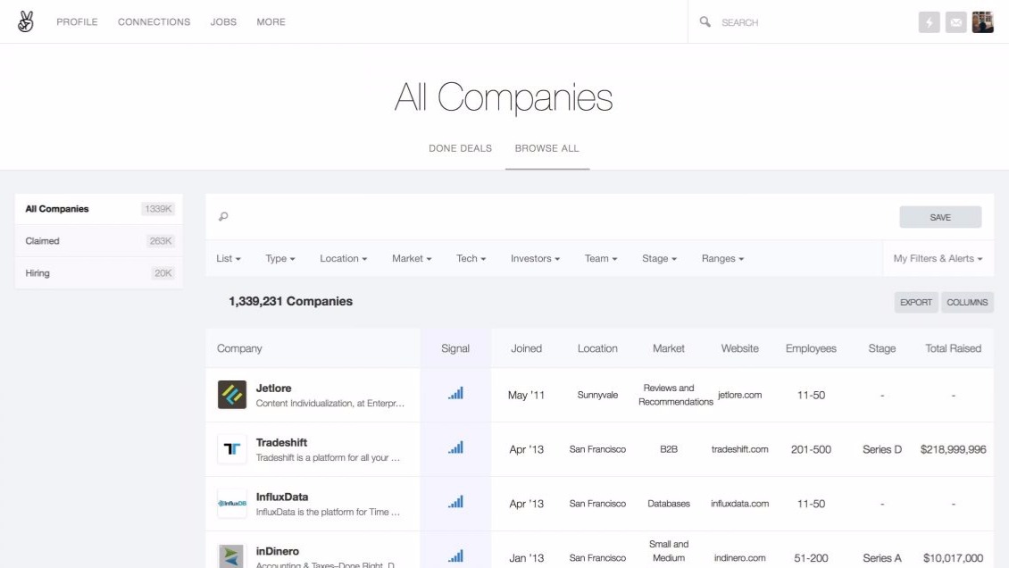AngelList AngelList is a social network that connects startups with investors to help raise funding; also allows for browsing of jobs at startups.