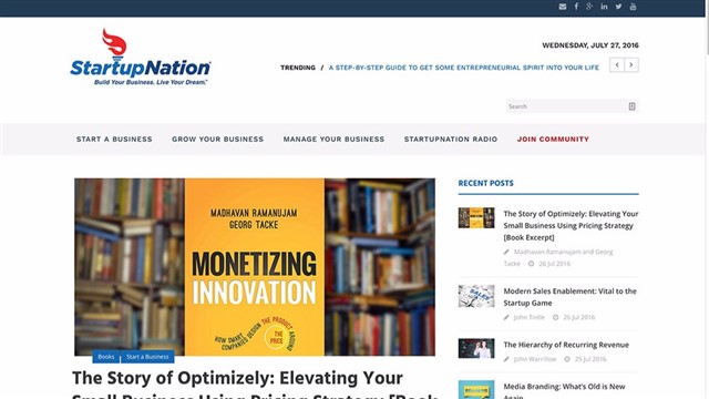 StartupNation StartupNation is a community focused on the exchange of ideas between entrepreneurs and new and aspiring business owners.
