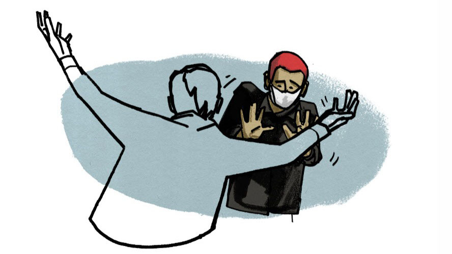 Shaking hands and hugging